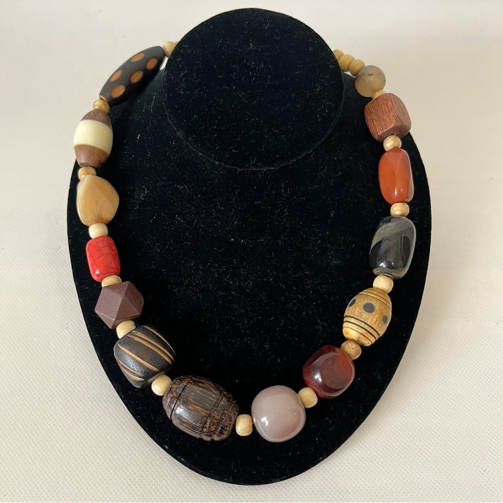 Chico’s Chunky Wood Beads Statement Necklace